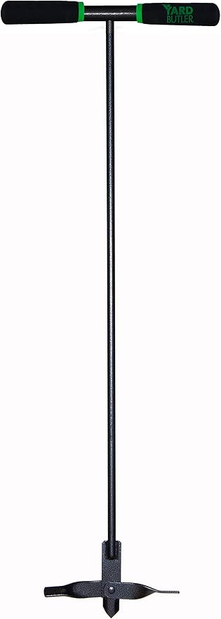 Yard Butler Compost Aerator, ICA-36- Lawn Care Tool for Aerating - Long-Handled - Power-Coated Steel Construction - Comfortable Cushioned Handles Garden Tool - Easy to Use