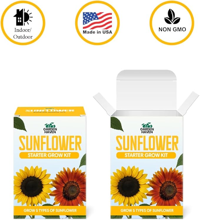 Sunflower Seed Growing Kit -All in One Sun Flower Garden Kit - A Complete Sunflower Gift - Beginner Starter Plants- Seed Variety Pack